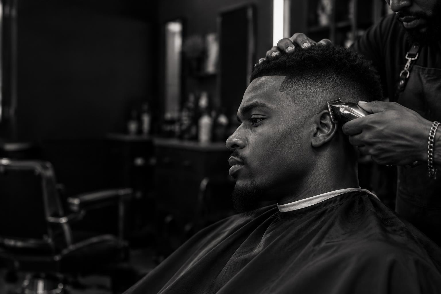 Precision fade being cut at a barbershop